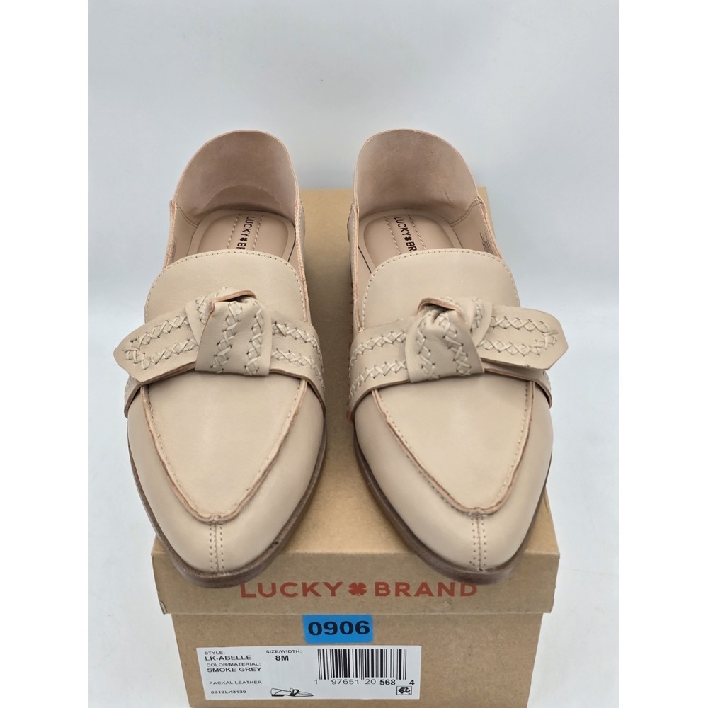 Lucky Brand Abelle Flats Leather Pointed Toe Flat Loafers Smoke Gray Tan Sz 8 M - Picture 3 of 11